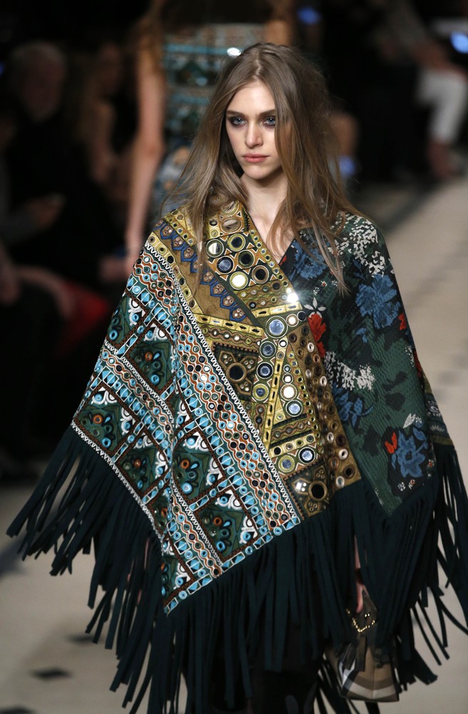 a model wears a creation by designer burberry prorsum at the end of their autumnwinter 2015 collection show at london fashion week monday feb. 23 2015. ap photoalastair grant 0