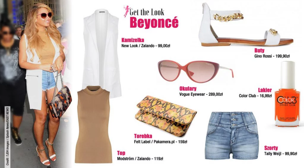 Beyoncé w szortach i białej kamizelce [GET THE LOOK]