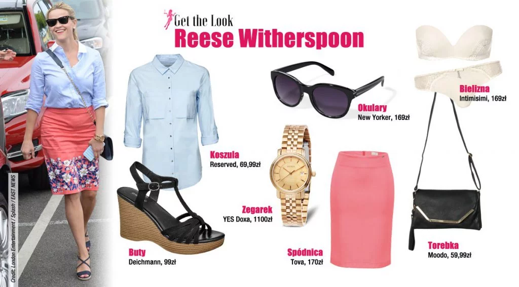 Reese Witherspoon w błękitnej koszuli [GET THE LOOK]