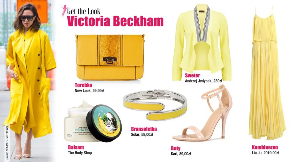 Victoria Beckham w żółtym płaszczu [GET THE LOOK]